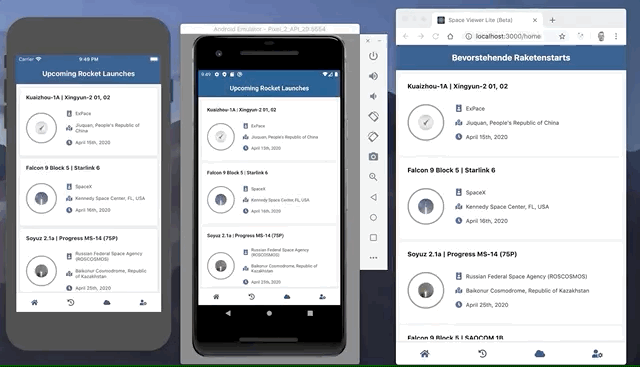 React Native Web Result: iOS - Android - Chrome Browser