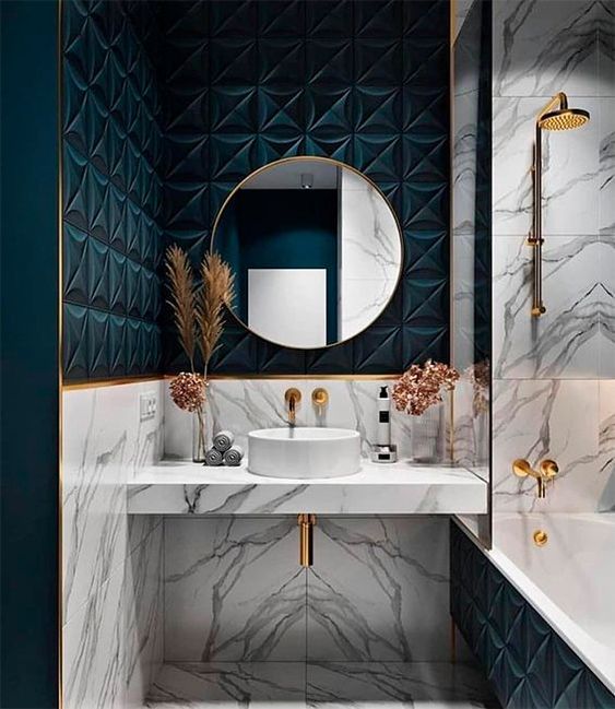 Blue And Gold Bathroom Decor Ideas Styles 7