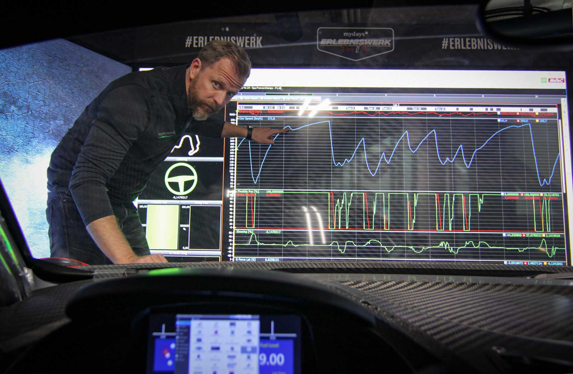 COACHING Sobald Sie das Auto und die Strecken kennengelernt haben, wird sich Ihr Fokus auf die Telemetrieanalyse verlagern. Rakfayq9