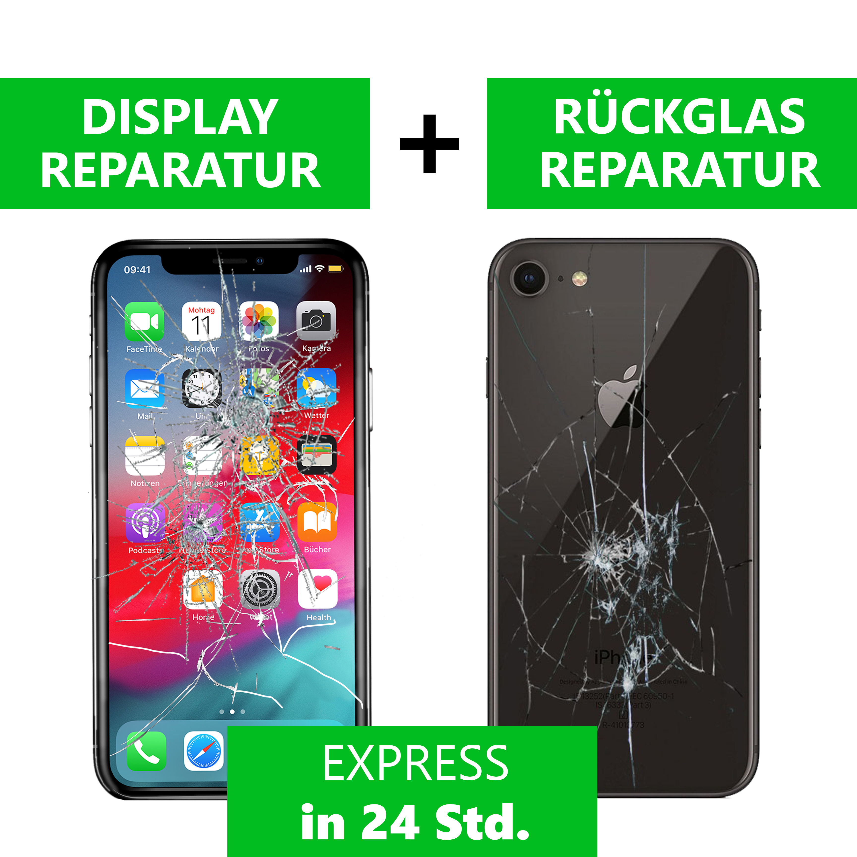 Apple iPhone 8 DISPLAY + RÜCKGLAS REPARATUR Backcover Glas