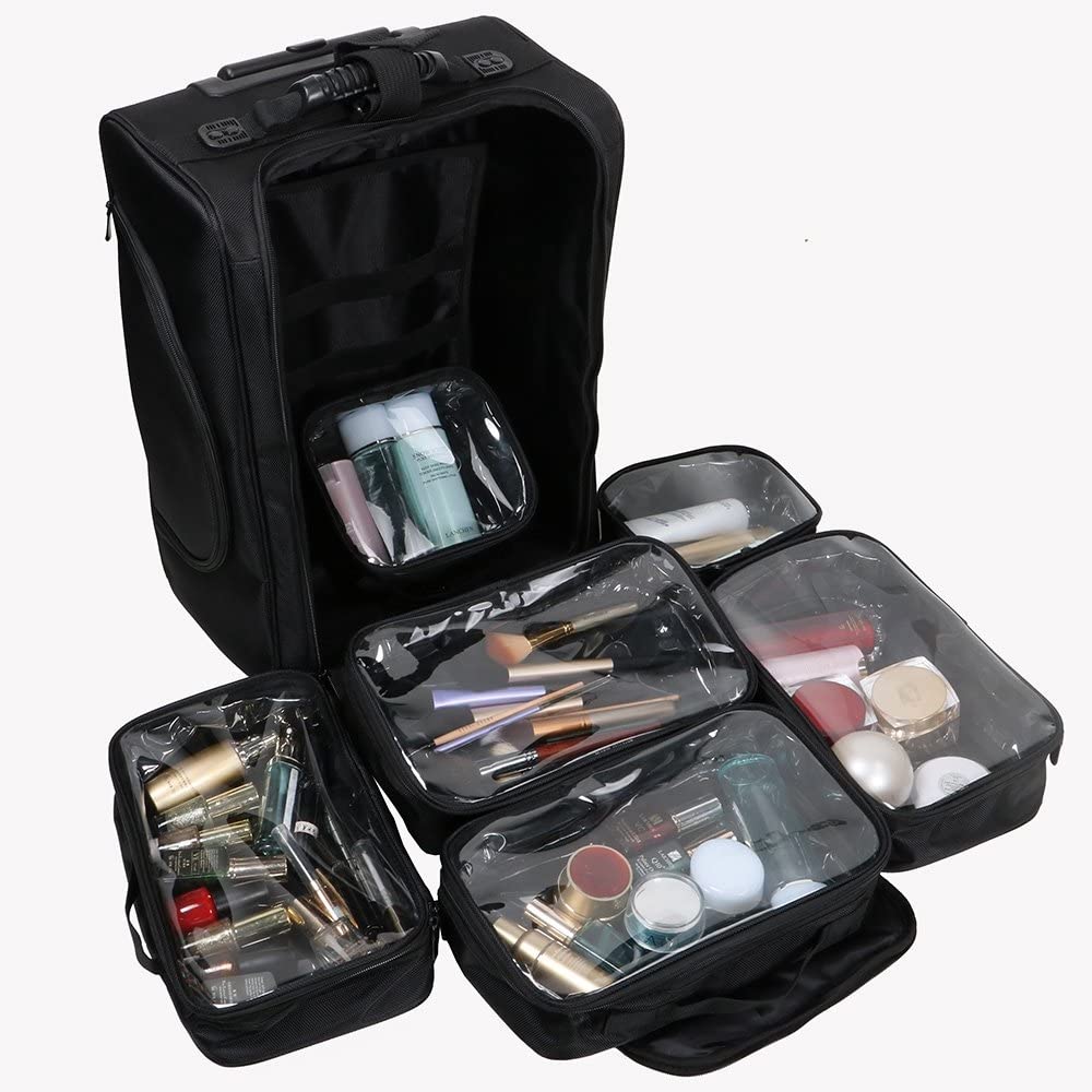 Professional Kosmetikkoffer Trolley Beautycase mit 6 transparente