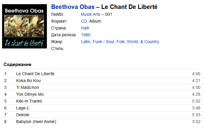 Beethova Obas - Le Chant De Liberté (1990, CD) | Discogs 428wgtlr