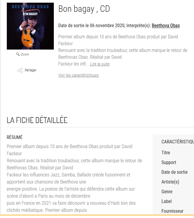 CD - Bon bagay - Beethova Obas - Espace Culturel E.Leclerc Yb3t3v5q